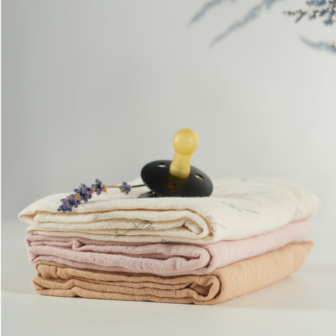 Muselina multifunctionala din bumbac 100% organic, HUG.me, Pure Bloom, x3 bucati, 60 x 60 cm, certificata GOTS [4]