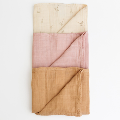 Muselina multifunctionala din bumbac 100% organic, HUG.me, Pure Bloom, x3 bucati, 60 x 60 cm, certificata GOTS [11]