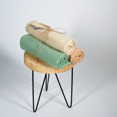 Muselina multifunctionala din bumbac 100% organic, HUG.me, Serene Green, x1 bucata, 120 x 120 cm, certificata GOTS [2]