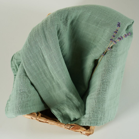 Muselina multifunctionala din bumbac 100% organic, HUG.me, Serene Green, x1 bucata, 120 x 120 cm, certificata GOTS [6]
