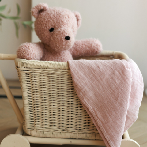 Muselina multifunctionala din bumbac 100% organic, HUG.me, Warm Peach, x1 bucata, 120 x 120 cm, certificata GOTS [9]