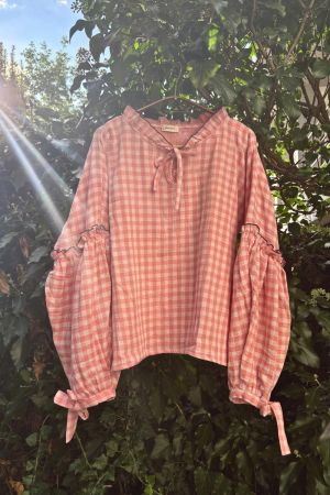Blouses - Hydrangea_Salmon_Gingham