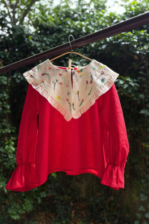 Linen - Mara Blouse Red