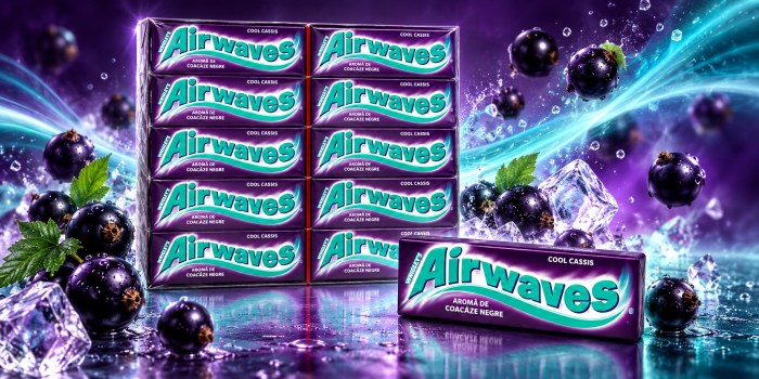 Airwaves Cool Cassis – Gumă de Mestecat cu Aromă de Coacăze Negre, 30 pachete x 14 g [2]