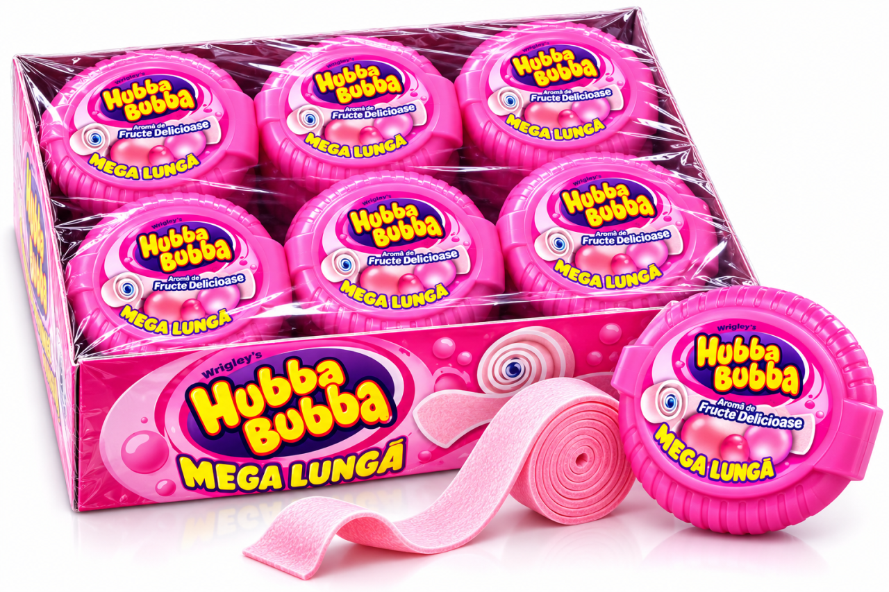Hubba Bubba Mega Long – Gumă de Mestecat cu Aromă de Fructe, 12 bucăți x 56 g [2]