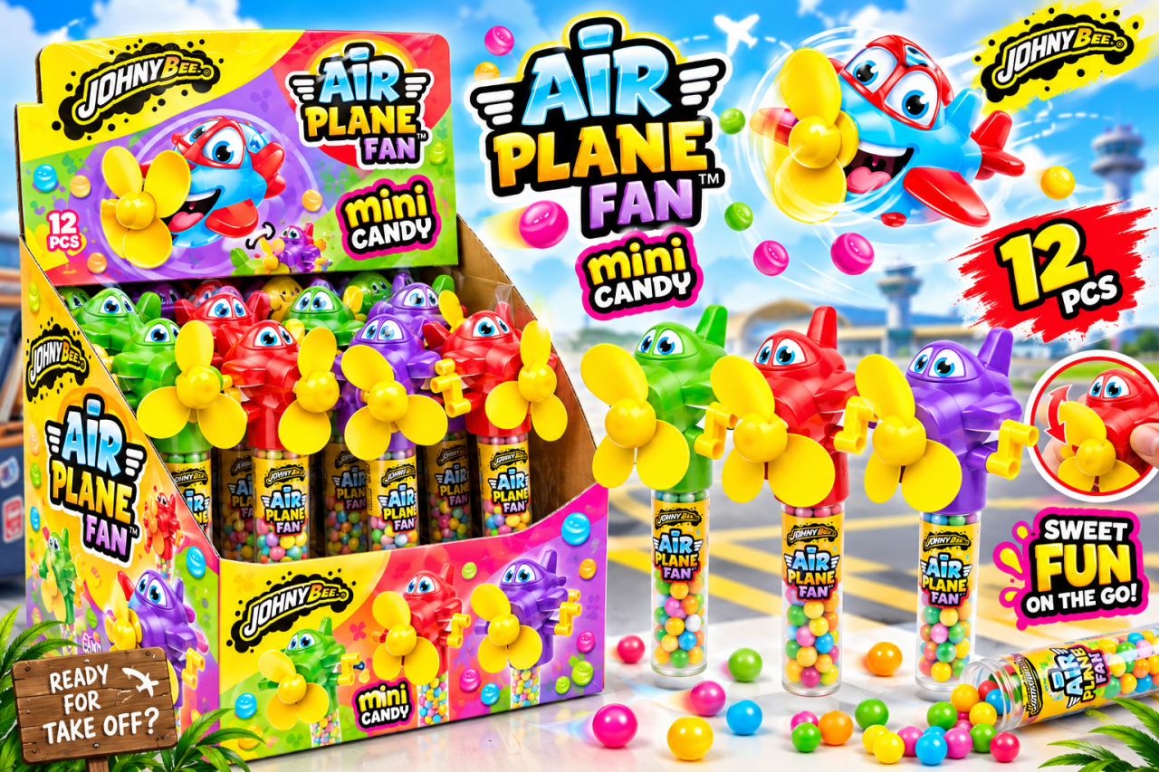 Johny Bee Air Plane Fan - Avion cu Elice și Drajeuri cu Aromă Tutti-Frutti, 12 bucăți x 8 g [2]