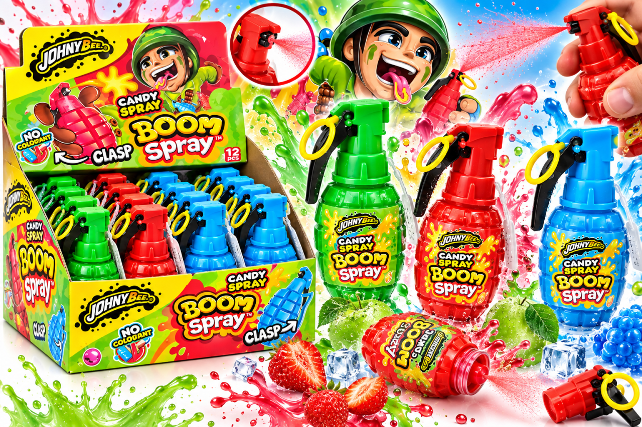 Johny Bee Boom Spray – Spray cu Dulciuri Lichide cu Aromă de Fructe, 12 bucăți x 50 ml [2]
