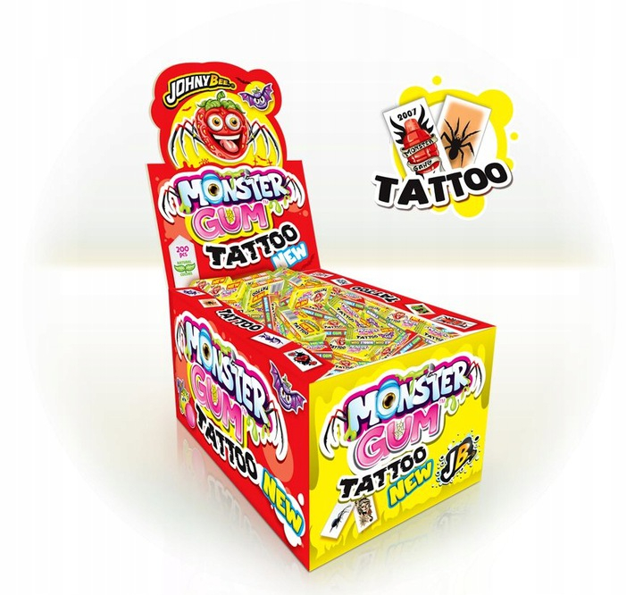 Johny Bee Monster Gum Tatoo - Guma cu tatuaj 200 bucati x 5g [3]