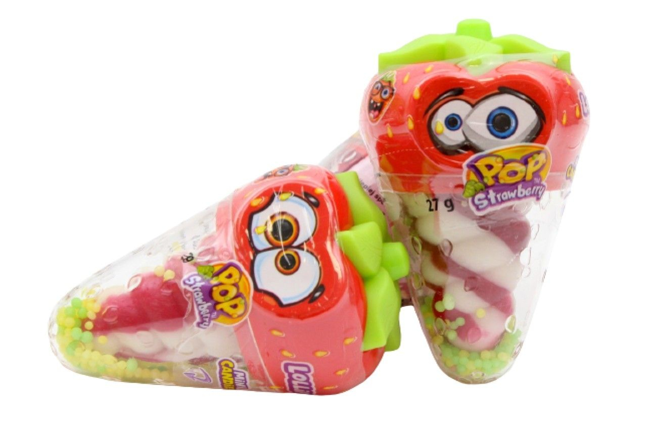 Johny Bee Strawberry Lollipop - Acadele in forma de capsuni 24 bucati x 27g [3]
