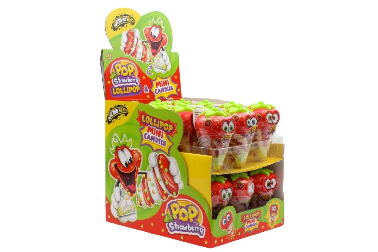 Johny Bee Strawberry Lollipop - Acadele in forma de capsuni 24 bucati x 27g [1]