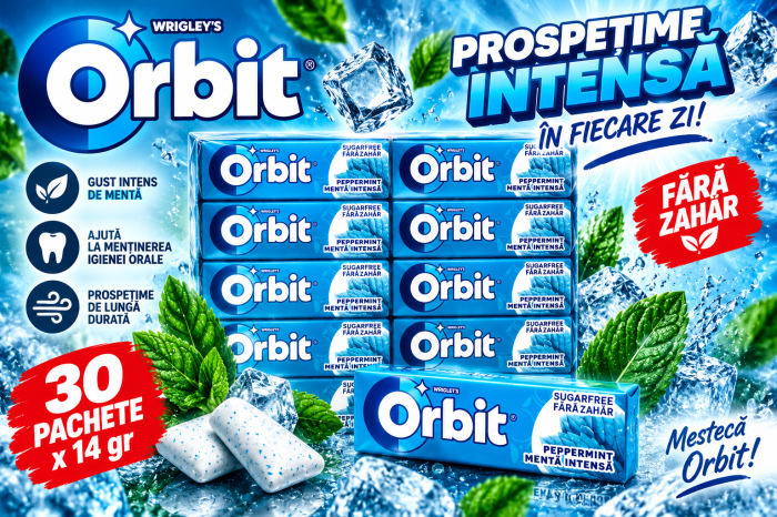 Orbit Peppermint - Gumă de Mestecat cu Aromă Intensă de Mentă, 30 pachete x 14 gr [2]