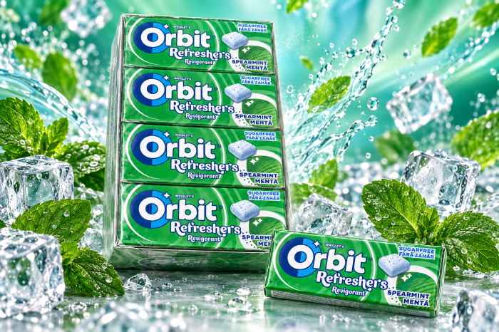 Orbit Refreshers Spearmint – Gumă cu Aromă de Mentă și Mentol, 12 pachete x 17,9 g [2]