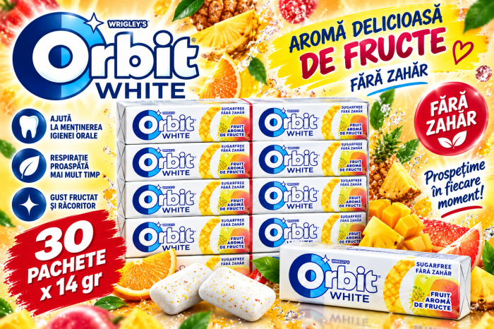 Orbit White Fruit - Gumă de Mestecat cu Aromă de Fructe, 30 pachete x 14 gr [2]
