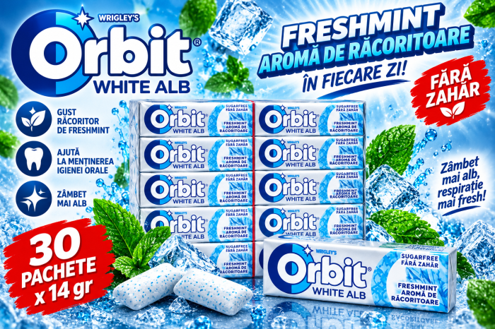 Orbit White Freshmint - Gumă de Mestecat cu Aromă Răcoritoare, 30 pachete x 14 gr [2]