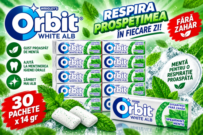 Orbit White Spearmint - Gumă de Mestecat cu Aromă de Mentă, 30 pachete x 14 gr [2]