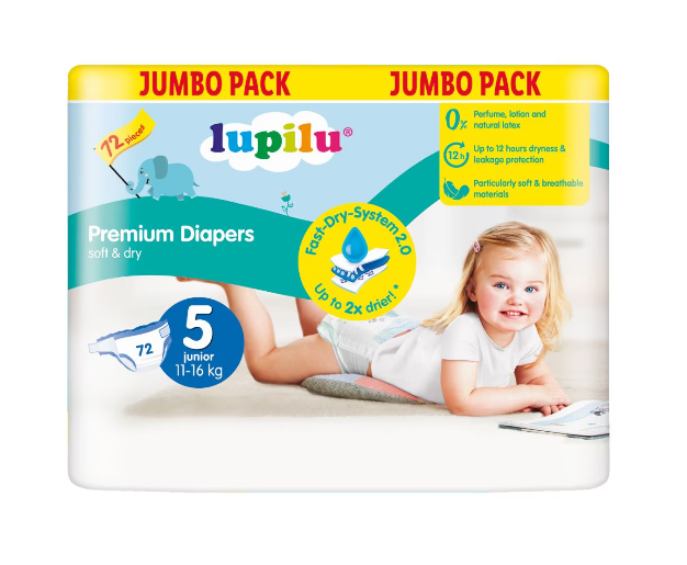 Scutece Lupilu Jumbo Pack, 11-16 kg, Marimea 5, Soft and Dry 72 bucati [2]