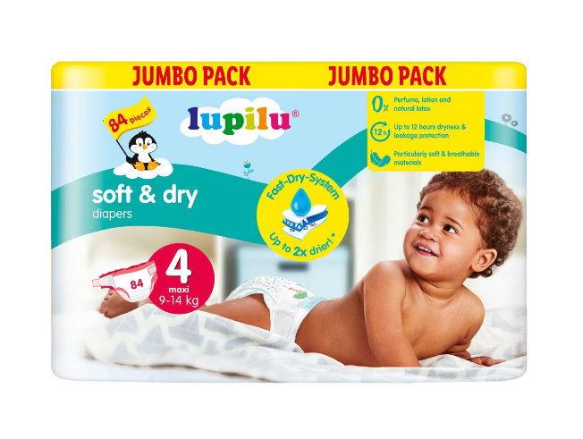 Scutece Lupilu Jumbo Pack, 9-14 kg, Marimea 4, Soft and Dry 84 bucati [2]