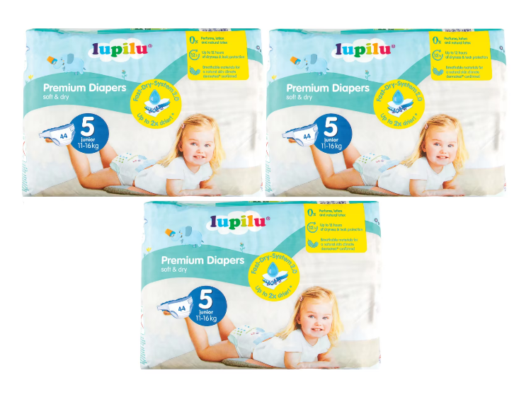 Scutece Lupilu Mega Pack, 11-16 kg, Marimea 5, Fast Dry 132 bucati [1]