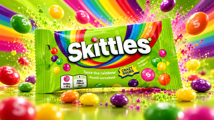 Skittles Crazy Sours – Drajeuri Gumate Acrișoare cu Arome de Fructe, 14 pachete x 38 g [2]