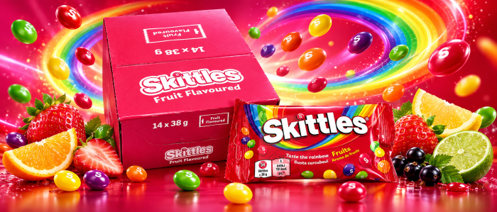 Skittles Fruits – Drajeuri Gumate cu Arome de Fructe, 14 pachete x 38 g [2]