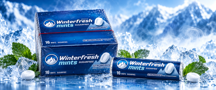 Winterfresh Mints Strongmint – Bomboane Fără Zahăr cu Aromă Puternică de Mentă, 24 pachete x 28 g [2]