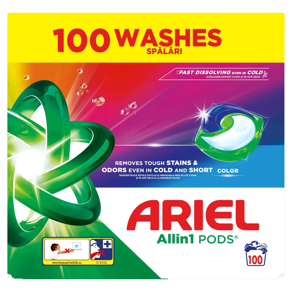 Detergenti - ARIEL Detergent Capsule 100 de spalari, Color, Dizolvare rapida
