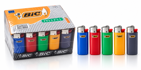 Camping si Drumetii - BIC Mini J25 – Brichete de Buzunar, Culori Asortate, Cutie 50 bucăți