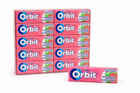 Bacanie - Orbit Watermelon - Gumă de Mestecat cu Aromă de Pepene Verde, 30 pachete x 14 gr