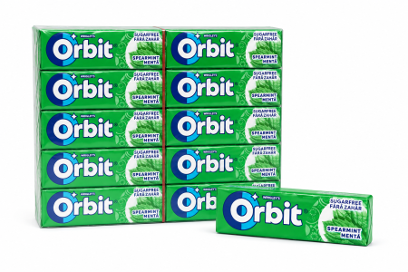Bacanie - Orbit Spearmint - Gumă de Mestecat cu Aromă de Mentă, 30 pachete x 14 gr