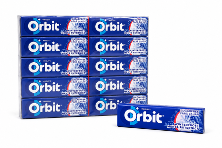 Bacanie - Orbit Winterfrost - Gumă de Mestecat cu Aromă de Mentă Puternică, 30 pachete x 14 gr