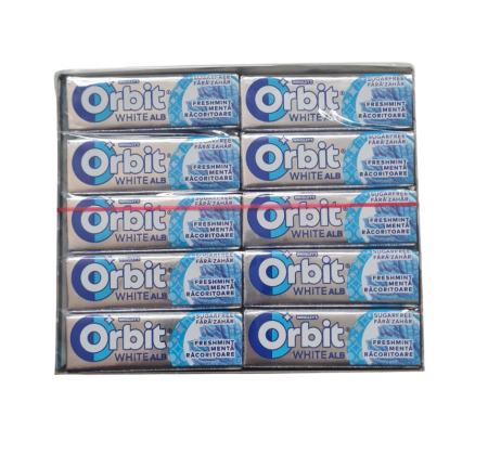 Guma de mestecat - Guma Orbit WHITE Freshmint, 10 Pastile x 30 de pachete