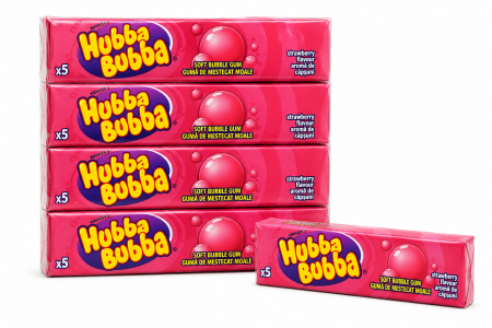 Bacanie - Hubba Bubba Strawberry – Gumă de Mestecat Moale cu Aromă de Căpșuni, 20 pachete x 35 g