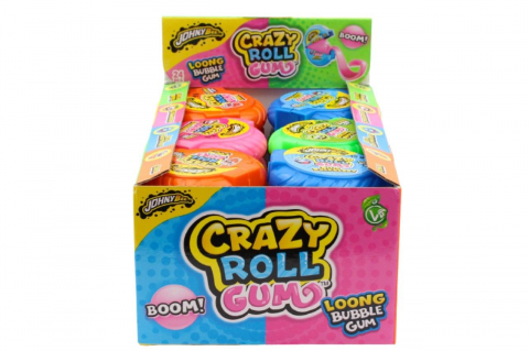 Dulciuri - Johny Bee Crazy Roll Gum - Guma la rola cu arome de fructe 24 x 15g