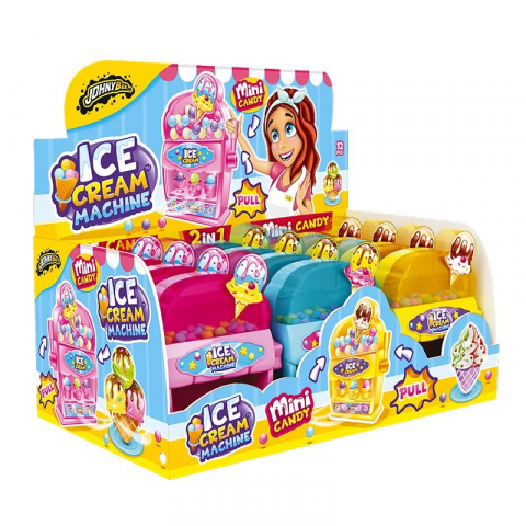 Dulciuri - Johny Bee Ice Cream Machine - Jucarie Masina de facut inghetata cu drajeuri colorate 12 bucati x 8g