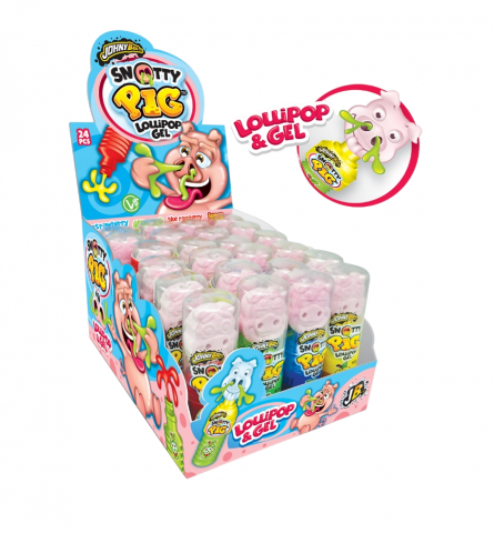 Dulciuri - Johny Bee Snotty Pig Lollipop Gel - Jeleu tip Gel diverse arome 24 x 40g