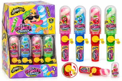 Dulciuri - JOHNY BEE - Johny Bee Spinner Candy Original – Acadea Rotativă cu Jucărie, 4 Arome, 16 bucăți x 23 g