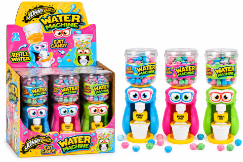 Dulciuri - JOHNY BEE - Johny Bee Water Machine - Mini Dozator cu Bomboane Tutti Frutti, Jucărie cu Apă, 20 g