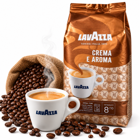 Cafea - Lavazza Crema e Aroma – Cafea Boabe Arabica & Robusta, Intensitate 8/10, 1 kg