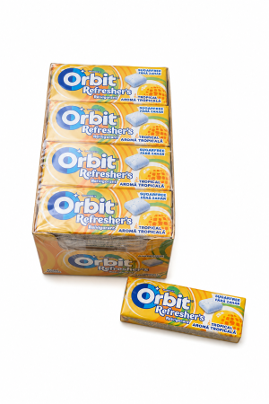 Bacanie - Orbit Refreshers Tropical – Gumă de Mestecat cu Aromă Tropicală, 12 pachete x 17,9 g