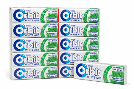 Bacanie - Orbit White Spearmint - Gumă de Mestecat cu Aromă de Mentă, 30 pachete x 14 gr