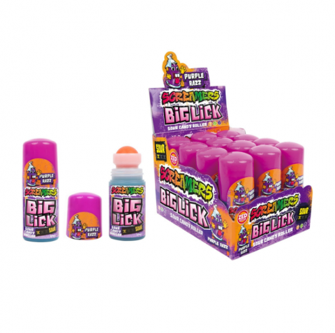 Dulciuri - Screamers Super Sour Big Lick Candy - Jeleu RollOn Mov 12 bucati x 60ml