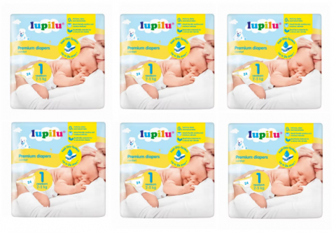 Scutece si articole pentru copii - Scutece Lupilu Mega Pack, 2-5 Kg, Marimea 1, Fast Dry 144 bucati