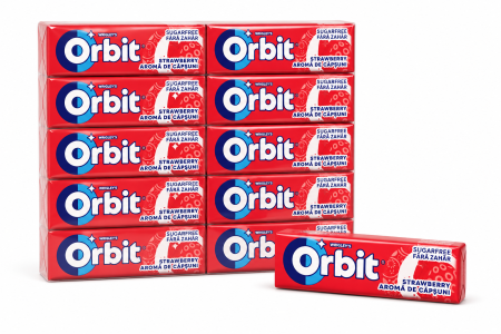 Bacanie - Orbit Strawberry - Gumă de Mestecat cu Aromă de Căpșuni, 30 pachete x 14 gr