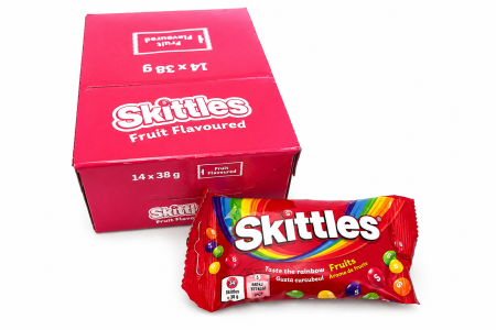 Drajeuri - Skittles Fruits – Drajeuri Gumate cu Arome de Fructe, 14 pachete x 38 g