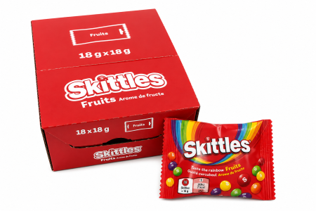 Drajeuri - Skittles Fruits – Drajeuri Gumate cu Arome de Fructe, 18 pachete x 18 g