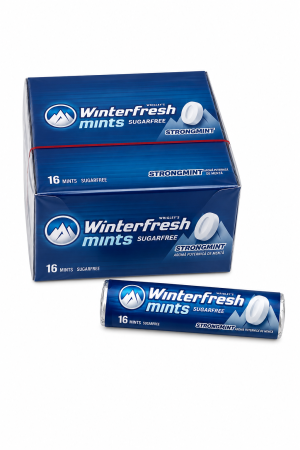 Bacanie - Winterfresh Mints Strongmint – Bomboane Fără Zahăr cu Aromă Puternică de Mentă, 24 pachete x 28 g