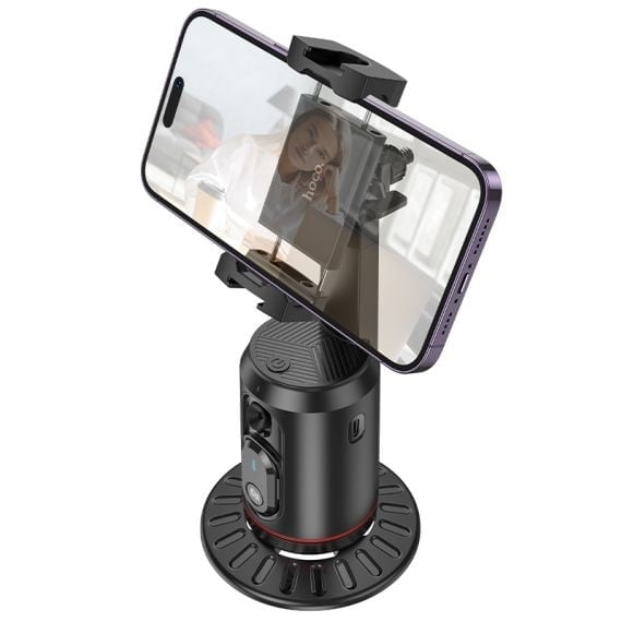 Hoco K23 - Suport tip Selfie, Face Auto-Tracking, 1200mAh, Rotativ 355°, telecomanda de control, Lotus, Negru [6]