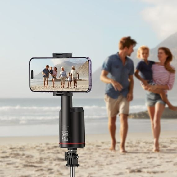 Hoco K23 - Suport tip Selfie, Face Auto-Tracking, 1200mAh, Rotativ 355°, telecomanda de control, Lotus, Negru [2]