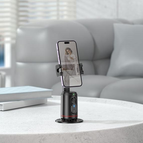 Hoco K23 - Suport tip Selfie, Face Auto-Tracking, 1200mAh, Rotativ 355°, telecomanda de control, Lotus, Negru [3]