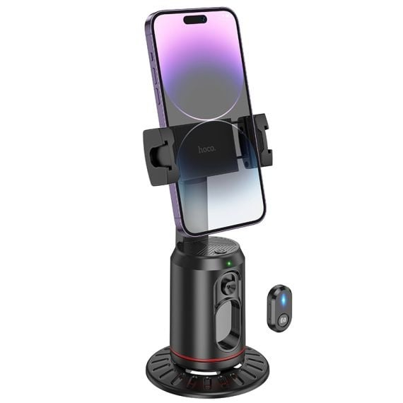 Hoco K23 - Suport tip Selfie, Face Auto-Tracking, 1200mAh, Rotativ 355°, telecomanda de control, Lotus, Negru [1]